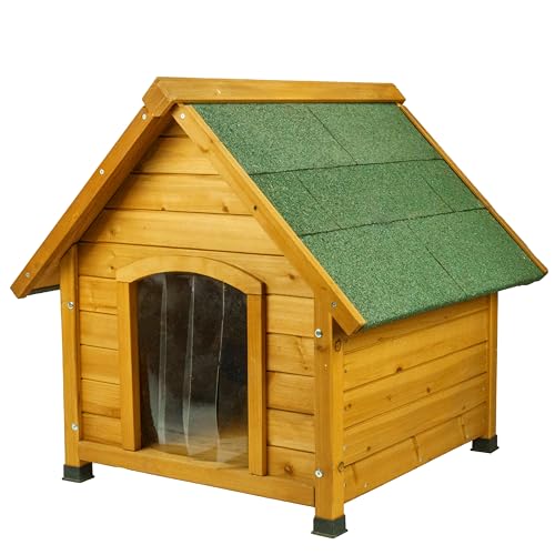 wuuhoo® Premium Hundehütte Rex - wetterfeste isolierte Holz Hundehütte mit Türklappen und abnehmbarem Dach, für drinnen und draußen, 72x76x73cm / 85x101x85cm, Hundehütte für kleine und große Hunde S von wuuhoo
