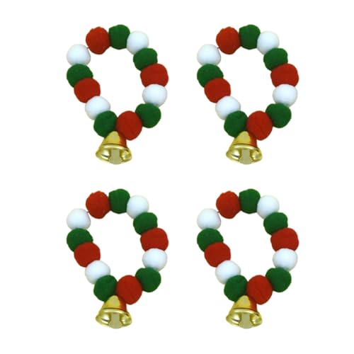 Plüsch-Halsbänder mit Pompons, Glocken, bunt, pelzig, für Katzen und Hunde, 4 Stück Plüsch-Halsbänder mit Pompons, Glocken, bunt, pelzig, für Katzen und Hunde, 4 Stück von xbiez