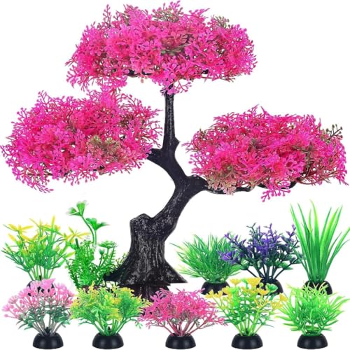 xbiez 10 x Aquarium-Pflanzenblätter, Aquarium-Dekoration, schönes Aussehen, mehrfarbige künstliche Blätter von xbiez