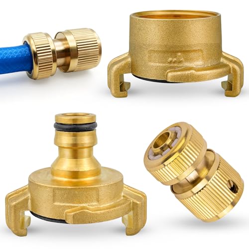 xianzhanEU 3 Stück Messing Gartenschlauch Schnellkupplung Schlauchstück Set, System Geka Kupplung 1 Zoll und Wasserhahn Schlauchverbinder 1/2 Zoll, für Garten schlauchanschluss von xianzhanEU