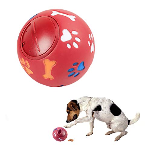xihan123 Ball Hund Snackspender Futterball Für Hunde Leckerli Befüllbar Hundespielzeug Ball Für Mit Zahnpflege ISS Weiter Langsam Futtersuche Trainieren Entspannung Red,S von xihan123