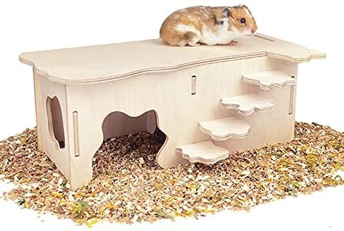 xingzhi Hamster Holzhäuser mit Treppe, Hamsterversteck Multi Kammerraum für Hamster Syrische Mäuse Rennmäuse Maus Zwerg (S) von xingzhi