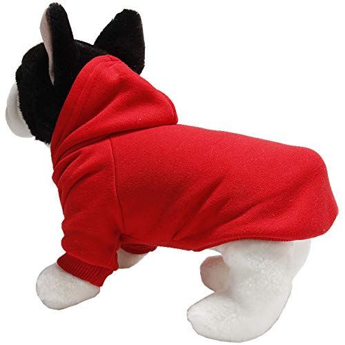 xingzhi Haustierpullover, Hundebekleidung, einfarbige Haustierkleidung, warm, warme Hundemäntel, Winterkleidung für kleine Hunde, Größe L, Rot von xingzhi