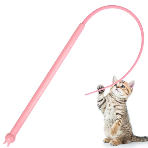 xinrongda Katzenangel Lang, Katzenangel Stabil, Mausschwanzförmiges Zauberstabspielzeug für Kätzchen, Silikon Maus Schwanz Katze Spielzeug, 77 cm Katzenspielzeug Selbstbeschäftigung für Indoor-Spiel von xinrongda
