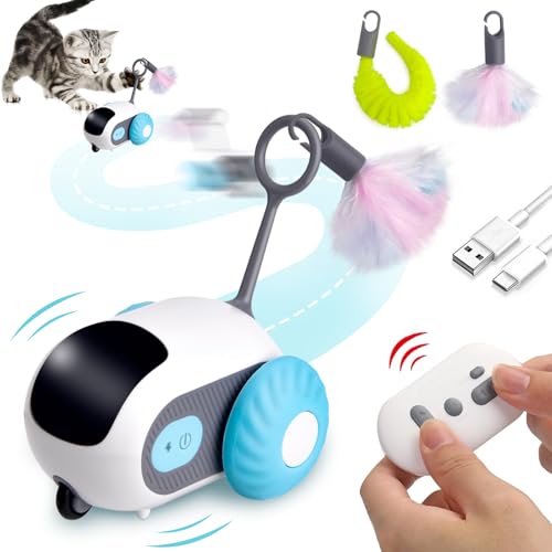 Katzenspielzeug Selbstbeschäftigung, Interaktives Katzenspielzeug, Katzenspielzeug Ferngesteuert, 2 Modi Katzenspielzeug Intelligenz Ferngesteuert, Elektrisch Katzen Spielzeug USB Aufladbar, Blau von xinrongda