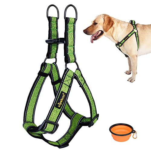 Xipebros Hundegeschirr, kein Ziehen, Hundegeschirr mit reflektierenden Verstellbaren, verhindert, dass Haustiere auf Spaziergängen ziehen und ersticken, Hundegeschirr für kleine/mittel/groß (grün, XL) von xipebros
