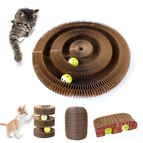 Katzenwirbel,Katzen Wirbel Spielzeug,Spielzeug Katzen Selbstbeschäftigung,Kratzspielzeug für Katzen,Kitten Spielzeug mit Klingelball,Cat Toys for Indoor Cats,Katzenspielzeug Pappe von xiruiubao