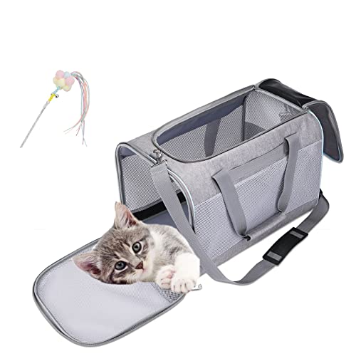 Katzentransporttasche Transporttasche für Katzen und Hund, Faltbar,Tragbar, Hundetragetasche mit Schultergurt, Atmungsaktive Katzentragetasche,Transportbox für Haustiere, Haustiertragetasche（Grau） von xixi-home