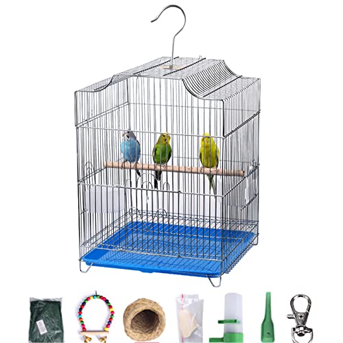 Xixi-Home Vogelkäfig, Wellensittichkäfig, großer Papageienkäfig mit Ständer, Papageien-Käfig mit Papageienspielzeug-Set, für Nymphensittiche, Sittiche, Finken, Kanarienvögel,32 x 31 x 44 cm, Blau von xixi-home