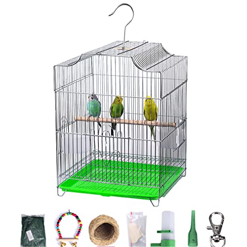 Xixi-Home Vogelkäfig, Wellensittichkäfig, großer Papageienkäfig mit Ständer, Papageien-Käfig mit Papageienspielzeug-Set, für Nymphensittiche, Sittiche, Finken, Kanarienvögel 32 x 31 x 44 cm, Grün von xixi-home