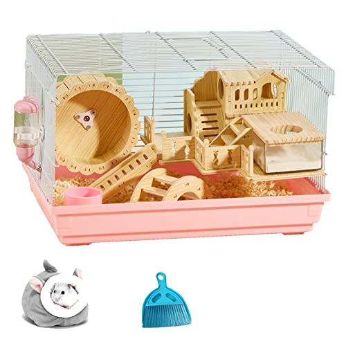 xixi-Home Hamsterkäfig mit 2 Etagen, syrischer Hamster, Zwerghamster, Kleintierkäfig, Lebensraum mit Griff, Zubehör, leicht zu reinigen, großer Haustierkäfig für Mäuse, Ratten, 46 x 30 cm (Rosa 2) xixi-Home Hamsterkäfig mit 2 Etagen, syrischer Hamster, Zwerghamster, Kleintierkäfig, Lebensraum mit Griff, Zubehör, leicht zu reinigen, großer Haustierkäfig für Mäuse, Ratten, 46 x 30 cm (Rosa 2) von xixi-home