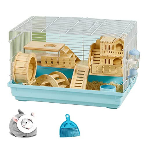 xixi-Home Hamsterkäfig mit 2 Etagen, syrischer Hamster, Zwerghamster, Kleintierkäfig, Lebensraum mit Griff, Zubehör, leicht zu reinigen, großer Haustierkäfig für Mäuse, Ratten46 x 30 cm (Blau 1) xixi-Home Hamsterkäfig mit 2 Etagen, syrischer Hamster, Zwerghamster, Kleintierkäfig, Lebensraum mit Griff, Zubehör, leicht zu reinigen, großer Haustierkäfig für Mäuse, Ratten46 x 30 cm (Blau 1) von xixi-home
