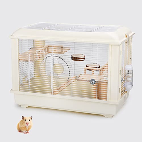 xixi-home Große Hamsterkäfige, 2-stöckiger Syrischer Hamster-Zwerghamsterkäfig mit Hamster-Zubehör, Kleintierkäfig für Rennmäuse, Chinchillas, 61 cm L x 35,6 cm B x 43,2 cm H (weiß (Eisennetz-Set)) von xixi-home