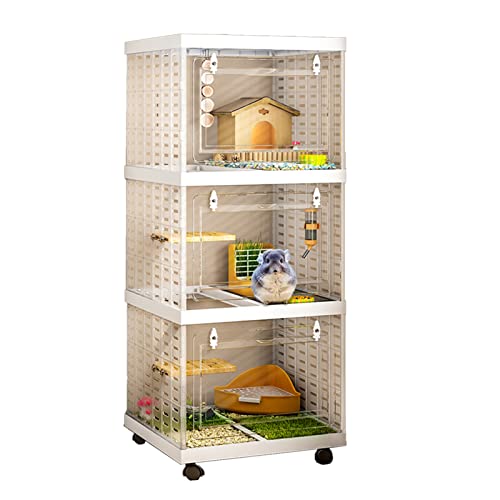 xixi-home Großer Chinchilla-Käfig, Rattenkäfig, Hamsterkäfig, 3-lagig, Frettchenkäfig mit Haustierzubehör-Sets, transparent, atmungsaktiv, für Meerschweinchen, Zuckergleiter, Eidechse, Eichhörnchen, von xixi-home