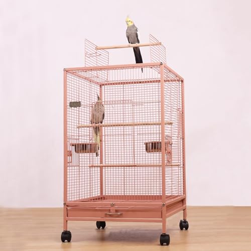 xixi-home Großer Vogelkäfig Tigerleder Papagei Vogelkäfig 46 * 46 * 77cm abnehmbare Palette mit Standbar und Nahrungsmittelbox, mit Rädern abnehmbar,Rosa-A xixi-home Großer Vogelkäfig Tigerleder Papagei Vogelkäfig 46 * 46 * 77cm abnehmbare Palette mit Standbar und Nahrungsmittelbox, mit Rädern abnehmbar,Rosa-A von xixi-home
