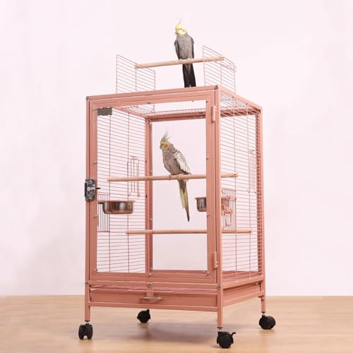 xixi-home Großer Vogelkäfig Tigerleder Papagei Vogelkäfig 46 * 46 * 77cm abnehmbare Palette mit Standbar und Nahrungsmittelbox, mit Rädern abnehmbar,Rosa-C xixi-home Großer Vogelkäfig Tigerleder Papagei Vogelkäfig 46 * 46 * 77cm abnehmbare Palette mit Standbar und Nahrungsmittelbox, mit Rädern abnehmbar,Rosa-C von xixi-home