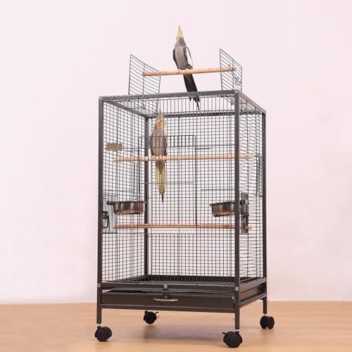 xixi-home Großer Vogelkäfig Tigerleder Papagei Vogelkäfig 46 * 46 * 77cm abnehmbare Palette mit Standbar und Nahrungsmittelbox, mit Rädern abnehmbar,Schwarz-A xixi-home Großer Vogelkäfig Tigerleder Papagei Vogelkäfig 46 * 46 * 77cm abnehmbare Palette mit Standbar und Nahrungsmittelbox, mit Rädern abnehmbar,Schwarz-A von xixi-home