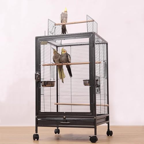 xixi-home Großer Vogelkäfig Tigerleder Papagei Vogelkäfig 46 * 46 * 77cm abnehmbare Palette mit Standbar und Nahrungsmittelbox, mit Rädern abnehmbar,Schwarz-B xixi-home Großer Vogelkäfig Tigerleder Papagei Vogelkäfig 46 * 46 * 77cm abnehmbare Palette mit Standbar und Nahrungsmittelbox, mit Rädern abnehmbar,Schwarz-B von xixi-home