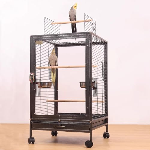 xixi-home Großer Vogelkäfig Tigerleder Papagei Vogelkäfig 46 * 46 * 77cm abnehmbare Palette mit Standbar und Nahrungsmittelbox, mit Rädern abnehmbar,Schwarz-C xixi-home Großer Vogelkäfig Tigerleder Papagei Vogelkäfig 46 * 46 * 77cm abnehmbare Palette mit Standbar und Nahrungsmittelbox, mit Rädern abnehmbar,Schwarz-C von xixi-home
