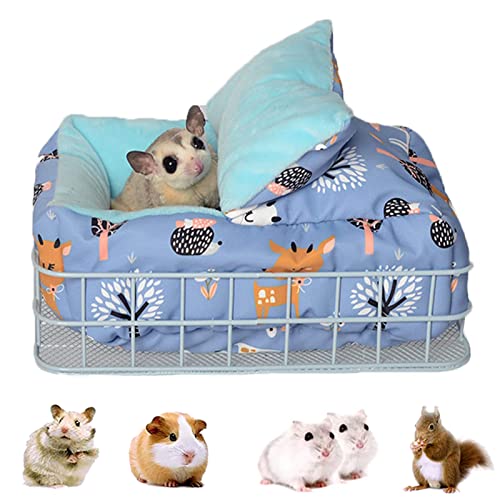 xixi-home Hamster-Hängematte, Eichhörnchennest, Meerschweinchenhaus, Haustierbett, zum Aufhängen, weiche Textur, Anti-Biss, für Ratten, syrische Hamster, Rennmäuse (dickes blaues Set) von xixi-home