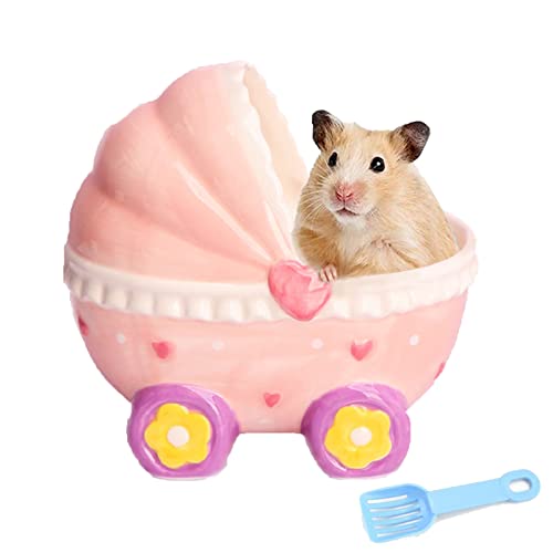 xixi-home Hamster Sand Badezimmer Sandbad für syrische Hamster Keramik Sauna WC Badewanne Behälter mit Schaufel für Zwerghamster Rennmäuse Zwerg Meerschweinchen Kleintiere Badezubehör (rosa Streifen) von xixi-home