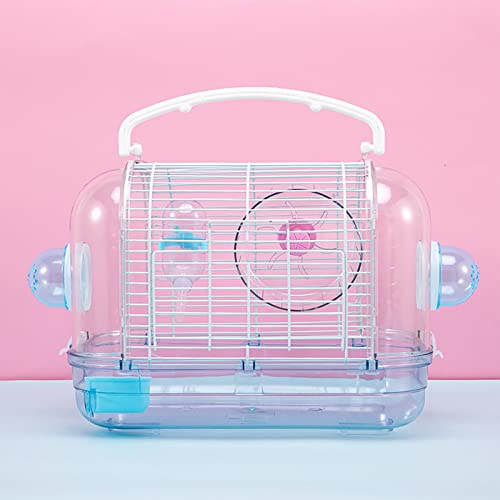 xixi-home Hamsterkäfig, transparenter Hamsterkäfig für syrische Hamster, tragbarer Käfig inklusive Wasserflasche, Trainingsrad, Futterbox, für Mäuse, Rennmäuse, Ratten, Zwerghamster, Kleintiere (blau) von xixi-home