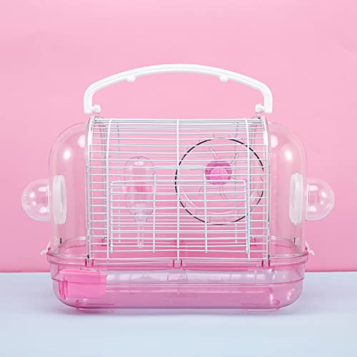 xixi-home Hamsterkäfig, transparenter Hamsterkäfig für syrische Hamster, tragbarer Käfig inklusive Wasserflasche, Trainingsrad, Futterbox, für Mäuse, Rennmäuse, Ratten, Zwerghamster, Kleintiere (Rosa) von xixi-home