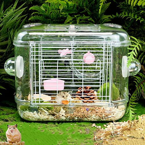xixi-home Hamsterkäfig mit Tunnel 1 Etagen Transparent Hamster Käfig syrischer Zwerghamster Habitat Kleintierkäfig mit Wasserflasche Futter Gericht Übungsrad von xixi-home