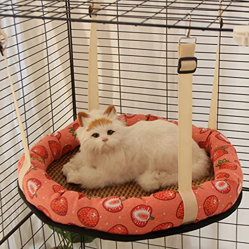 xixi-home Katzen-Hängematte, Haustierkäfig, hängende Hängematte, Katzen-Sommer-Kühlbetten mit verstellbaren Riemen und Metallhaken, für Katzen/Kätzchen/kleine Tiere (rund, weiß) von xixi-home