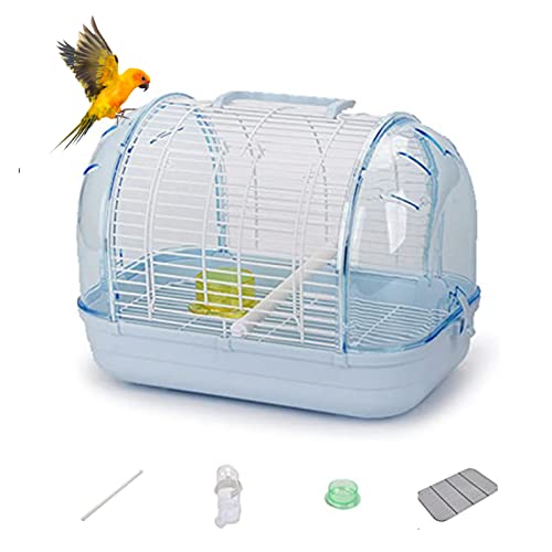 xixi-home Vogelträger, Haustier-Vogel-Reisekäfig, Papageienkäfig, großer transparenter tragbarer Papageienkäfig, für Nymphensittiche Wellensittiche/eine Woche Lieferung (Blau) von xixi-home