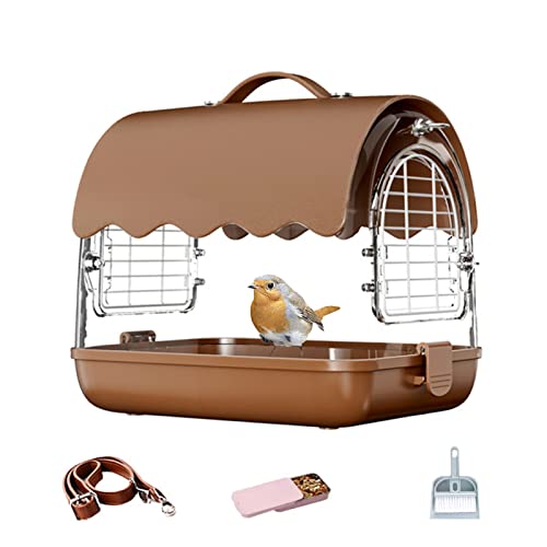 xixi-home Vogeltrage, tragbarer Papageien-Reisekäfig, transparent, atmungsaktiv, Vogel-Reisetasche, leicht, Vogelkäfig und kleine Tiere, Reisekäfig, für Sittiche, Kanarienvögel, Finken (braun) von xixi-home