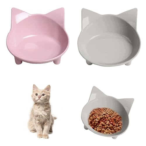 Katzenschüssel, 2er Set Fressnäpfe, rutschfest, zur Linderung von Schnurrhaarmüdigkeit. von xocome