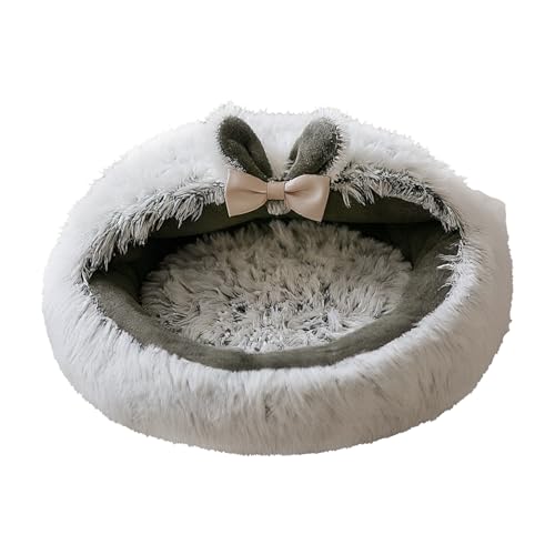 Flauschiges Katzenbett 40x40cm Rund Weiches Plüsch Katzenhöhle Mit Kapuze, Winter Warme Haustierbett Hundehütte Hundesofa Katze Schlafen Für Kätzchen, Welpen, Wohnzimmer, Schlafzimmer von xowwyue