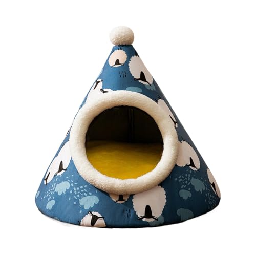 xowwyue Geschlossenes Katzenbett, dreieckiges Plüsch-Katzenhausbett, niedliches Hundezelt, Welpen-Burrow-Pad, selbstwärmendes Katzen-Nistbett-Möbel für Indoor-Katzen, kleine Hunde, Welpen, xowwyue Geschlossenes Katzenbett, dreieckiges Plüsch-Katzenhausbett, niedliches Hundezelt, Welpen-Burrow-Pad, selbstwärmendes Katzen-Nistbett-Möbel für Indoor-Katzen, kleine Hunde, Welpen, von xowwyue