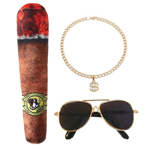 xowwyue Hip-Hop-Katzenkostüm, Hip-Hop-Hundekostüm - Haustier-Anziehset,Haustier-Halskette, Sonnenbrille, Kostüm für Katzen, Hunde, Dollar-Halskette, Brille, Hund xowwyue Hip-Hop-Katzenkostüm, Hip-Hop-Hundekostüm - Haustier-Anziehset,Haustier-Halskette, Sonnenbrille, Kostüm für Katzen, Hunde, Dollar-Halskette, Brille, Hund von xowwyue