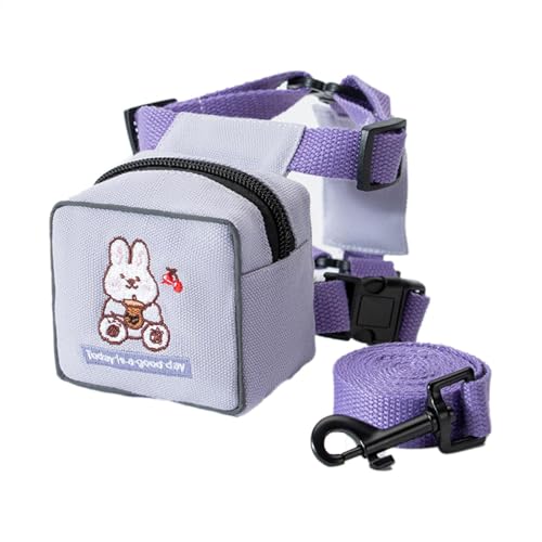 xowwyue Hundegeschirr mit Rucksack, Cartoon-Rucksack für kleine Hunde, mit Haustierleine, verstellbares, buntes Haustier-Wandergeschirr, niedliches Bär, Kaninchen, Dinosaurier-Muster, für Reisen, xowwyue Hundegeschirr mit Rucksack, Cartoon-Rucksack für kleine Hunde, mit Haustierleine, verstellbares, buntes Haustier-Wandergeschirr, niedliches Bär, Kaninchen, Dinosaurier-Muster, für Reisen, von xowwyue