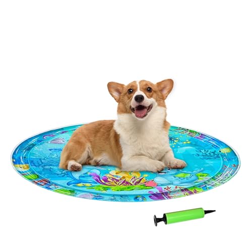 xowwyue Katzen Spielmatte Wasser 105 cm Sommer Wasserspielmatte Für Katzen Mit Pumpe, Aufblasbare Wassersensor Spielmatte Wassermatte Für Katzen Hunde Kinder Krabbelmatte xowwyue Katzen Spielmatte Wasser 105 cm Sommer Wasserspielmatte Für Katzen Mit Pumpe, Aufblasbare Wassersensor Spielmatte Wassermatte Für Katzen Hunde Kinder Krabbelmatte von xowwyue