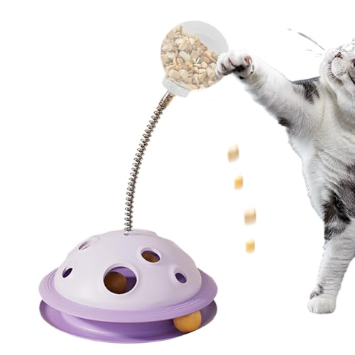 xowwyue Katzenball-Bahnspielzeug, Katzenballturm - Interaktiver Hundefutterspender, Spielzeug-Drehteller - Visueller Futterleckball mit Federstab für die Selbstunterhaltung von Katzen im Innenbereich xowwyue Katzenball-Bahnspielzeug, Katzenballturm - Interaktiver Hundefutterspender, Spielzeug-Drehteller - Visueller Futterleckball mit Federstab für die Selbstunterhaltung von Katzen im Innenbereich von xowwyue