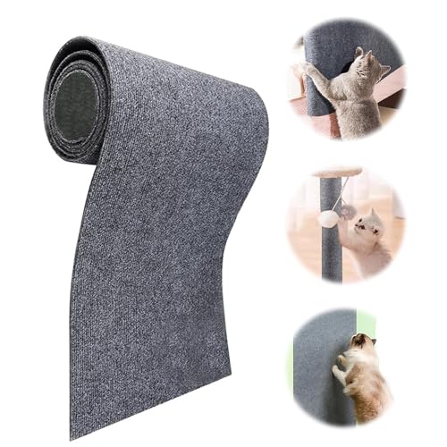 Katzen Kratzmatte Selbstklebend - Kratzbretter für Wand, Schneidbar Kratzpads, Kratzpappe, Grau, 30 X 100 cm von xtemtoamz