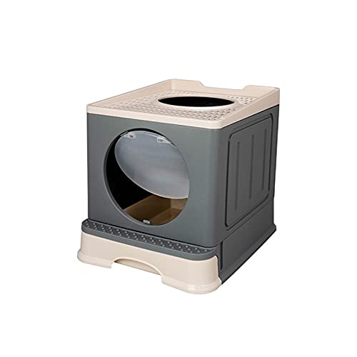 Katzentoilette Komplett geschlossen Cat Cat Box Schublade Cat WC Sandkasten & Duft Lieferungen Oversize Cat Materialien Tiertoilette (Color : Gray) von xuejuanshop