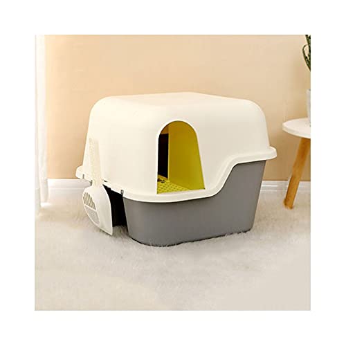 xuejuanshop Cat Litter Tray Katzentoilette im Flur-Stil, komplett gezaunt, großer Lufterfrischer und Vorspeisen, sandfest, Flur, Katze, Katze und Haustiertoilette (Größe: E) von xuejuanshop
