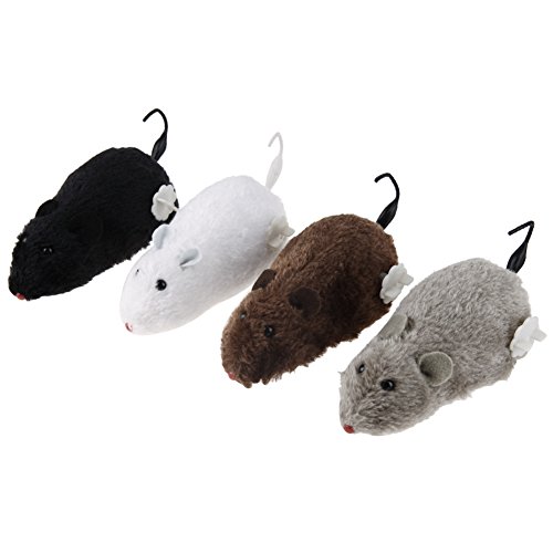 xueren Katzen-Maus-Spielzeug, 4 Stück, Maus-Spielzeug, niedliche Plüsch-Ratte Mechanisch for Katzen und Hunde von xueren