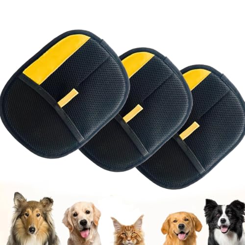 Wiederverwendbarer Handschuh zur Tierhaarentfernung, Handschuh zur Tierhaarentfernung for Katzen und Hunde, doppelseitige Tierpflegehandschuhe for Haustiere, vielseitige Tierpflegehandschuhe(3pcs) von xywlmiegen
