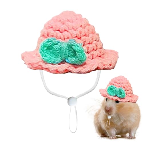 yakermur Hamster gestrickter Hut, winziger Hamsterhut - Nettes Haustier Kopfbekleidung gestrickt Hamster Hut,Weiche tierische Kleidung mit Verstellbarer Kordelkordelkostümzubehör für Vogel und Urlaub von yakermur