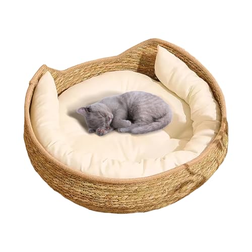yakermur Katzenkorb | Geflochtenes Katzen Nestbett Mit Weicher Polsterung Und Kissen - Für Alle Jahreszeiten Geflochtenes Haustier Möbel Zum Schlafen Ruhen Und Kratzen - Für Alle Rassen Welpe Kätzchen yakermur Katzenkorb | Geflochtenes Katzen Nestbett Mit Weicher Polsterung Und Kissen - Für Alle Jahreszeiten Geflochtenes Haustier Möbel Zum Schlafen Ruhen Und Kratzen - Für Alle Rassen Welpe Kätzchen von yakermur