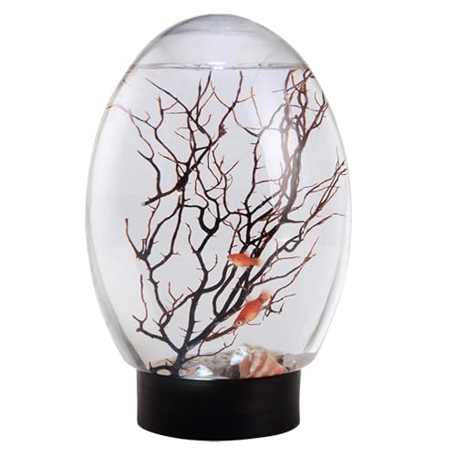 yakermur Schreibtisch Aquarium, Desktop -Fischtank,Kleine Beta -Fischschale mit LED -Licht | Lustiger aquaponischer Pflanzer, Desktop -Landschaften für Zuhause von yakermur