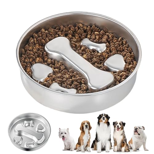 yakermur Slow Feeder Bowl | Slow Eating Dog Bowl Food Dish - Anti-Choking Stainless Steel Plate Food Dish Pet Supplies Bloat Stop for Fast Eaters Training von yakermur
