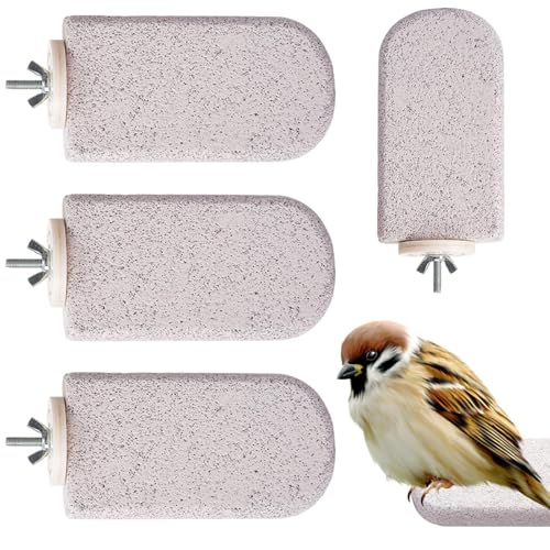 yakermur Vogelsitz,4 Stücke Vulkanstein Gereckte Sitzstange Für Vogelkäfig - Spielzeug für Übung, Kauspielzeug und Krallenpflege, für Haustiernest Außentraining,für Nymphensittich und Unzertrennlicher von yakermur