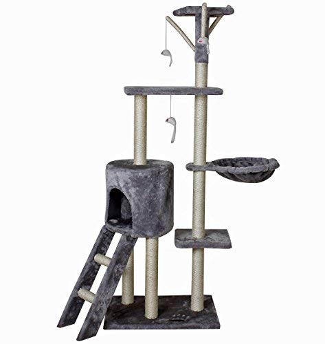Kratzbaum Kletterbaum Katzenbaum Katzenkratzbaum Spielbaum Schlafplatz für Katzen mit Sisal Cat Tree für Katzen Katze 50 x 35 x 138 cm Farbe: hell grau (CAT001hg) von yanka-style