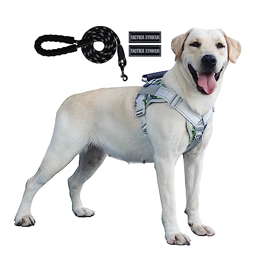 Yansumi Mittlere bis große Hundegeschirr mit großer Brust für Hunde, mit 4,92 Fuß Polyester-Kontrollgriff, verstellbarem, reflektierendem und atmungsaktivem Gürtel, verwendet für Gehtraining von yansumi